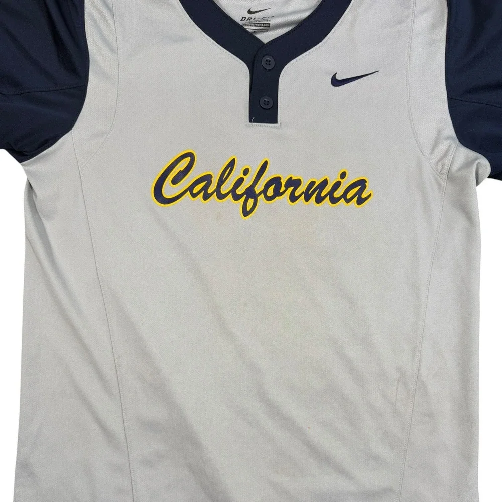 Nike Baseball Jersey Mens Medium Gray California Golden‎ Bears Dri-FIT Henley 3